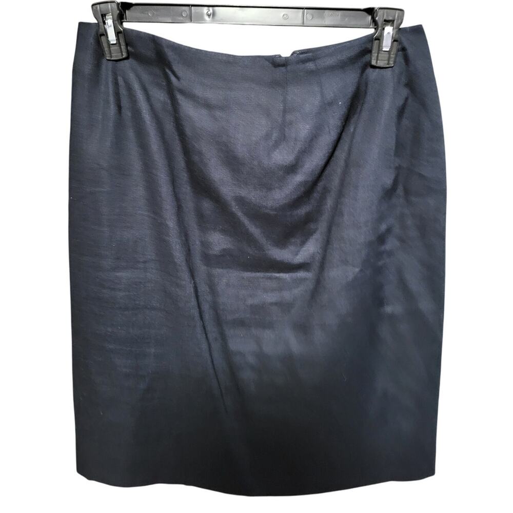 Valerie Stevens Pure Linen Dark Blue/Black Pencil Skirt - 14